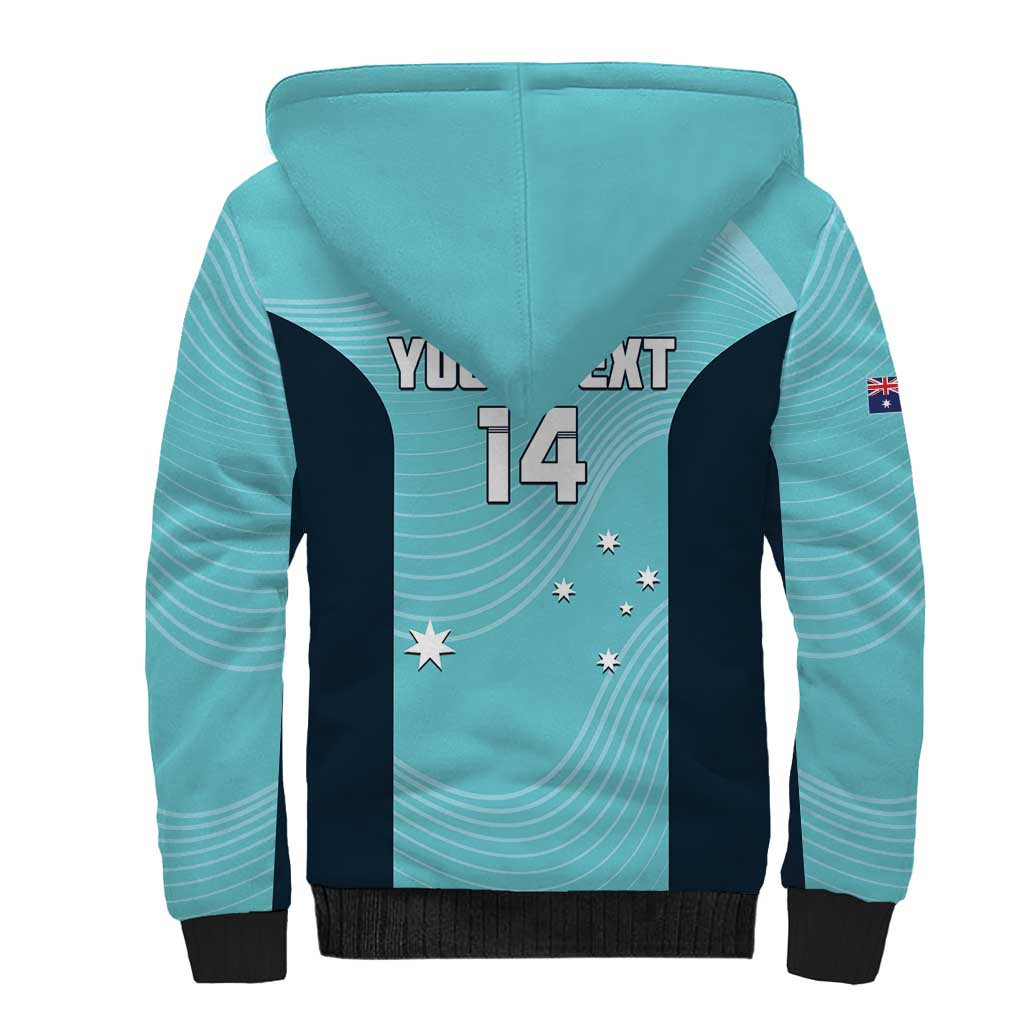 Custom Bowls Australia Sherpa Hoodie Teal Color Curve Sporty - Aussie Hoodie