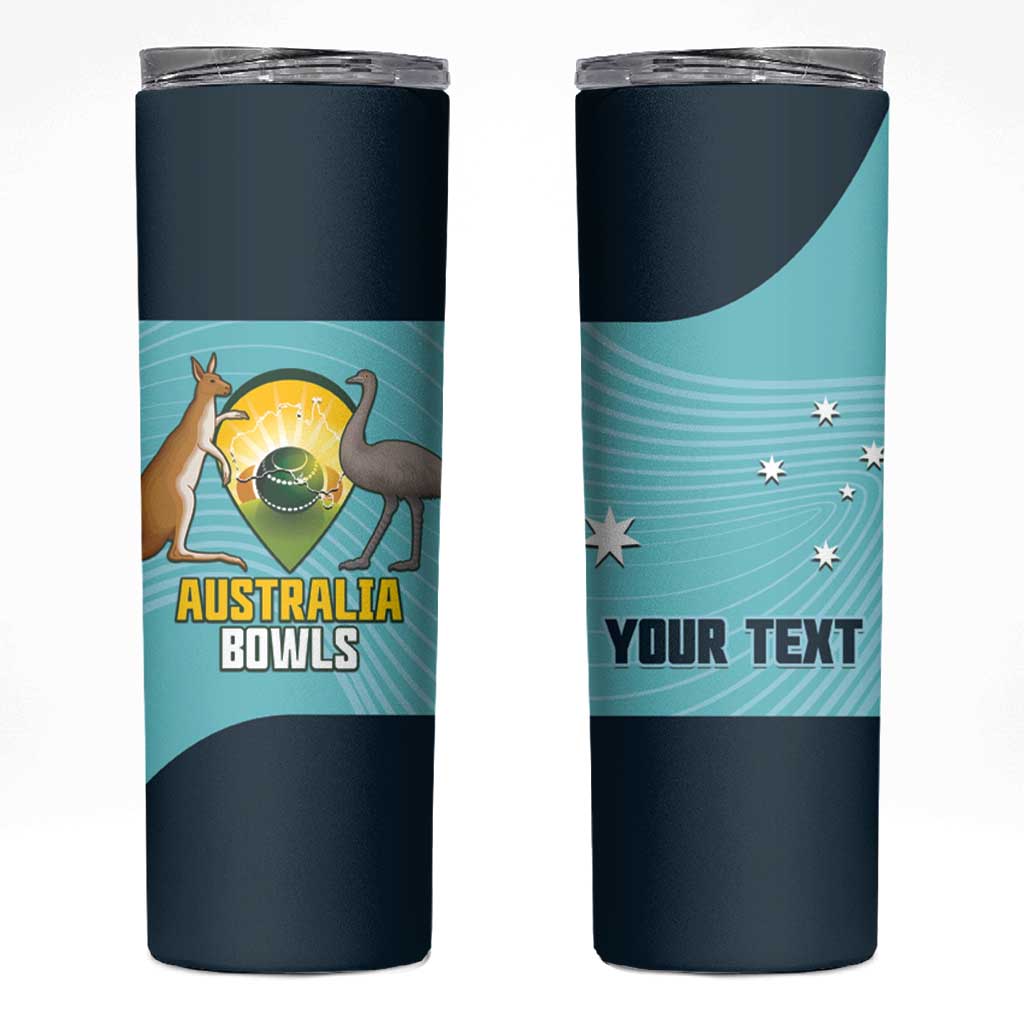 Custom Bowls Australia Skinny Tumbler Teal Color Curve Sporty - Aussie Hoodie