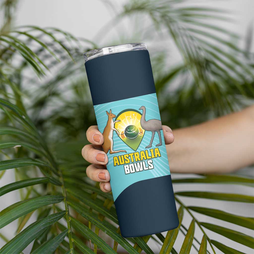 Custom Bowls Australia Skinny Tumbler Teal Color Curve Sporty - Aussie Hoodie