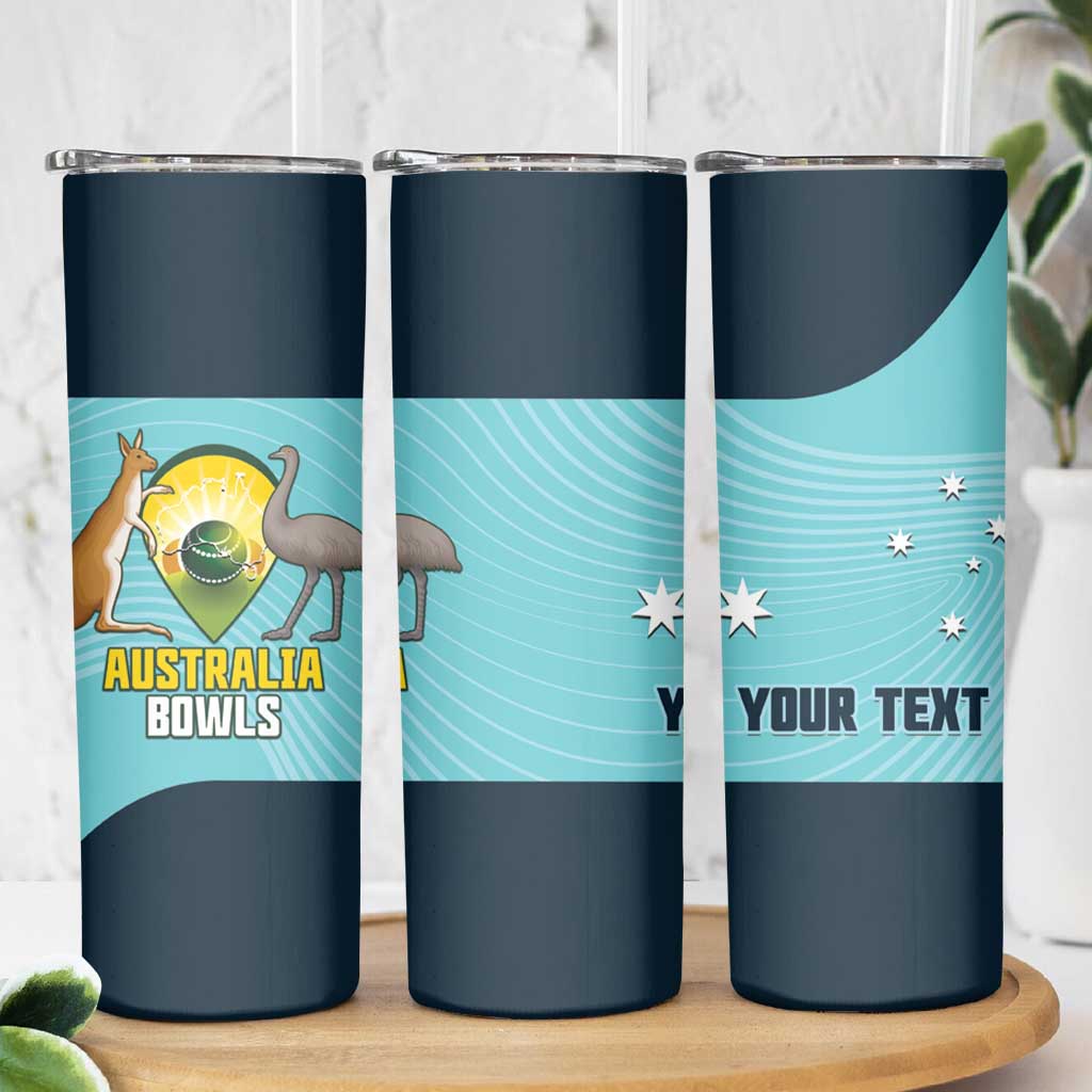 Custom Bowls Australia Skinny Tumbler Teal Color Curve Sporty - Aussie Hoodie