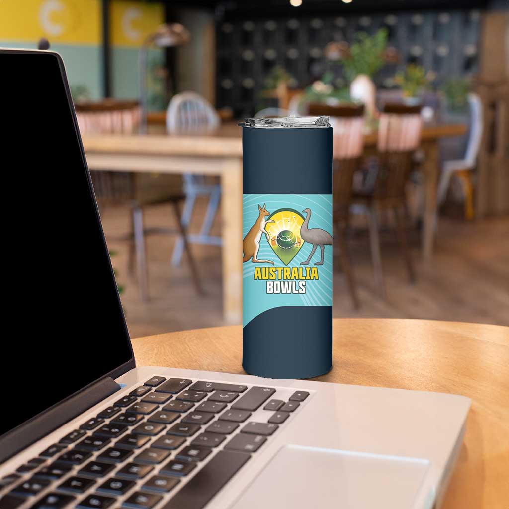 Custom Bowls Australia Skinny Tumbler Teal Color Curve Sporty - Aussie Hoodie