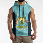 Custom Bowls Australia Sleeveless Hoodie Teal Color Curve Sporty - Aussie Hoodie