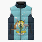 Custom Bowls Australia Sleeveless Puffer Jacket Teal Color Curve Sporty - Aussie Hoodie