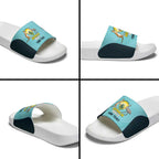 Custom Bowls Australia Slide Sandals Teal Color Curve Sporty - Aussie Hoodie