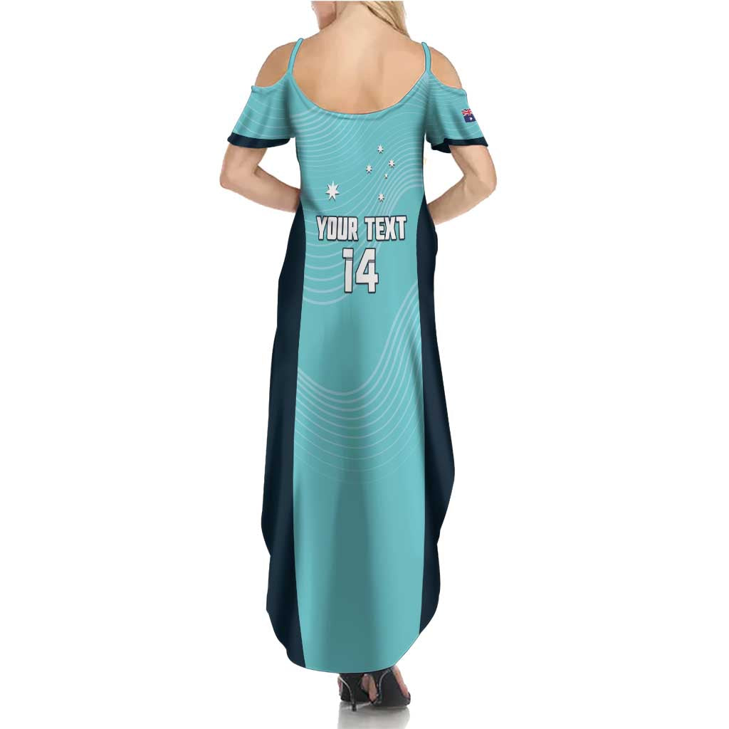Custom Bowls Australia Summer Maxi Dress Teal Color Curve Sporty - Aussie Hoodie