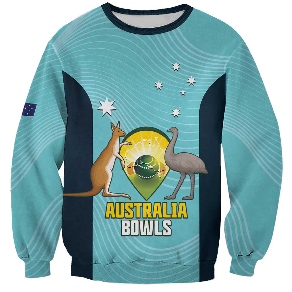 Custom Bowls Australia Sweatshirt Teal Color Curve Sporty - Aussie Hoodie