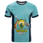 Custom Bowls Australia T Shirt Teal Color Curve Sporty - Aussie Hoodie