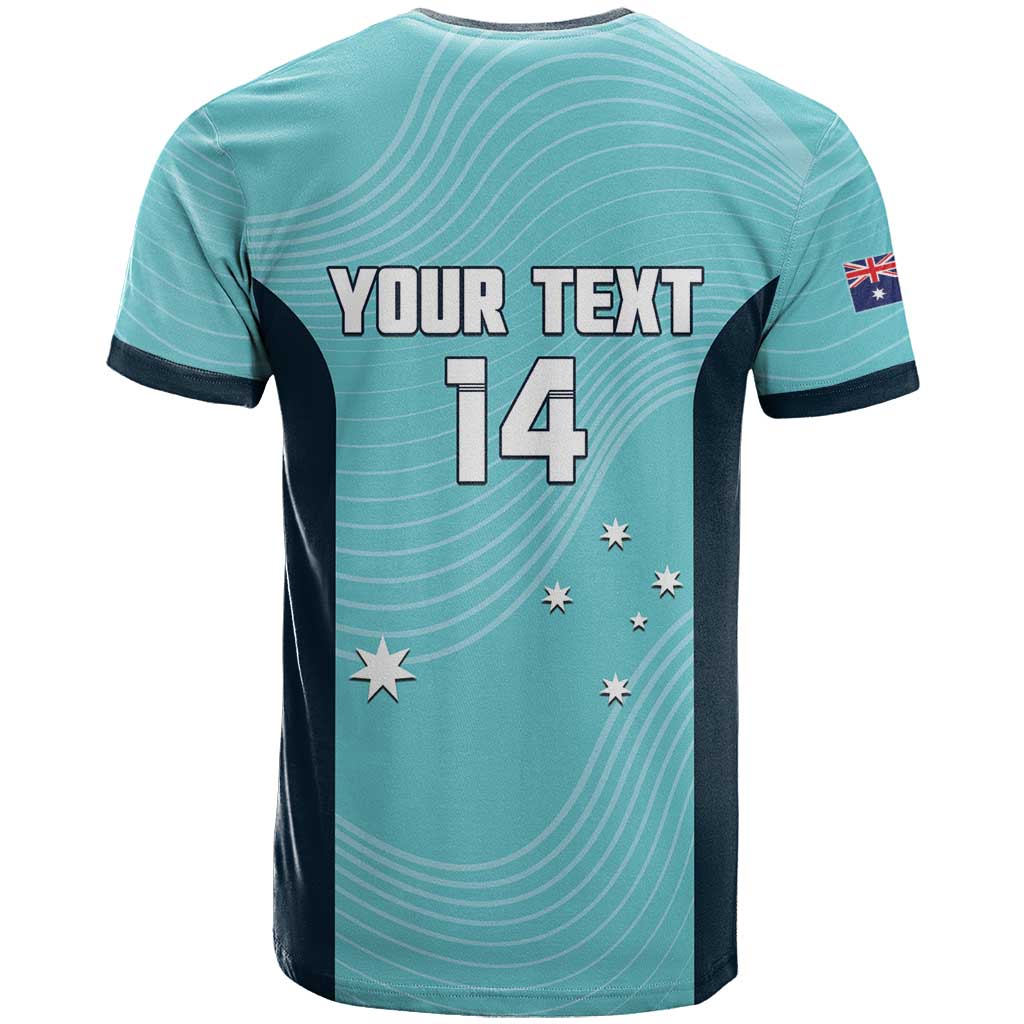 Custom Bowls Australia T Shirt Teal Color Curve Sporty - Aussie Hoodie