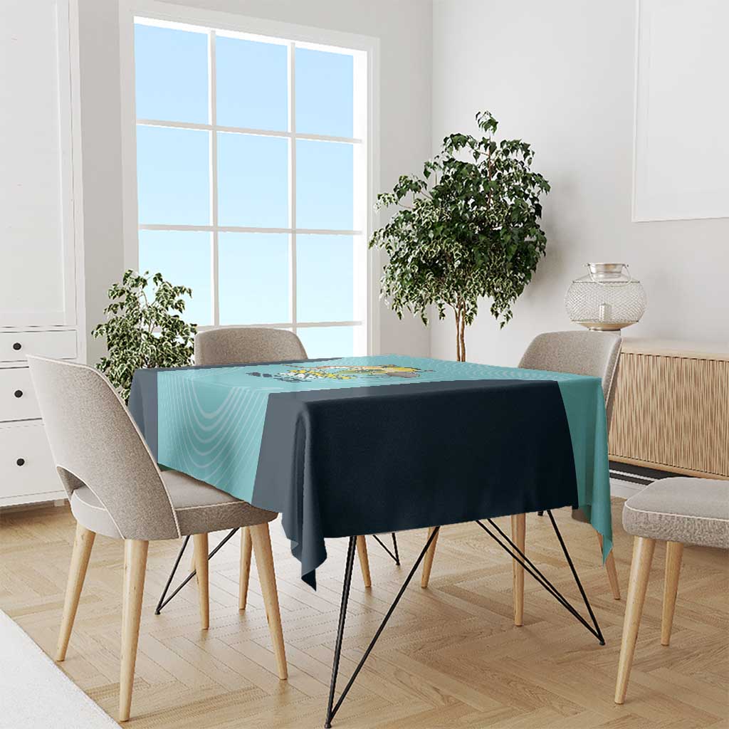 Custom Bowls Australia Tablecloth Teal Color Curve Sporty - Aussie Hoodie