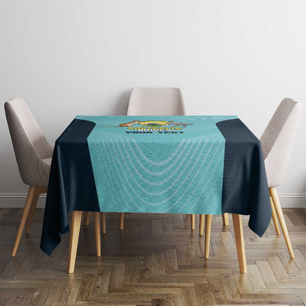 Custom Bowls Australia Tablecloth Teal Color Curve Sporty - Aussie Hoodie