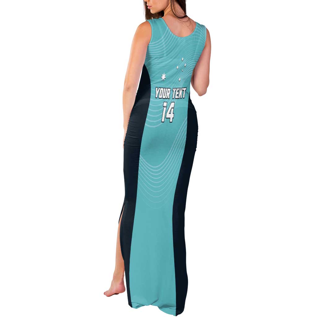 Custom Bowls Australia Tank Maxi Dress Teal Color Curve Sporty - Aussie Hoodie