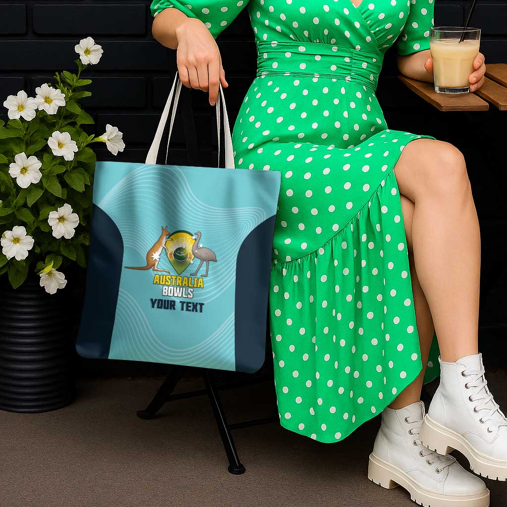 Custom Bowls Australia Tote Bag Teal Color Curve Sporty - Aussie Hoodie