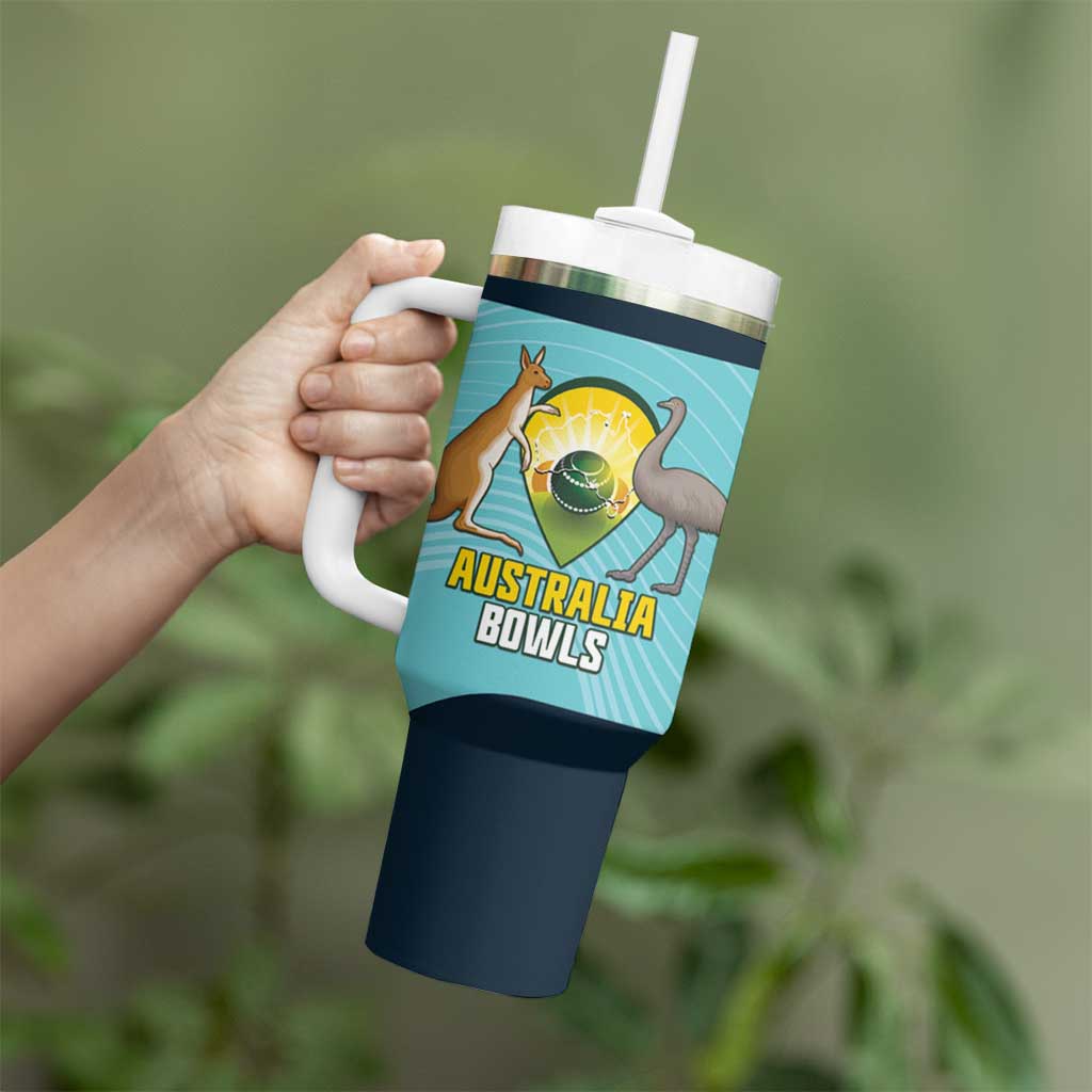 Custom Bowls Australia Tumbler With Handle Teal Color Curve Sporty - Aussie Hoodie
