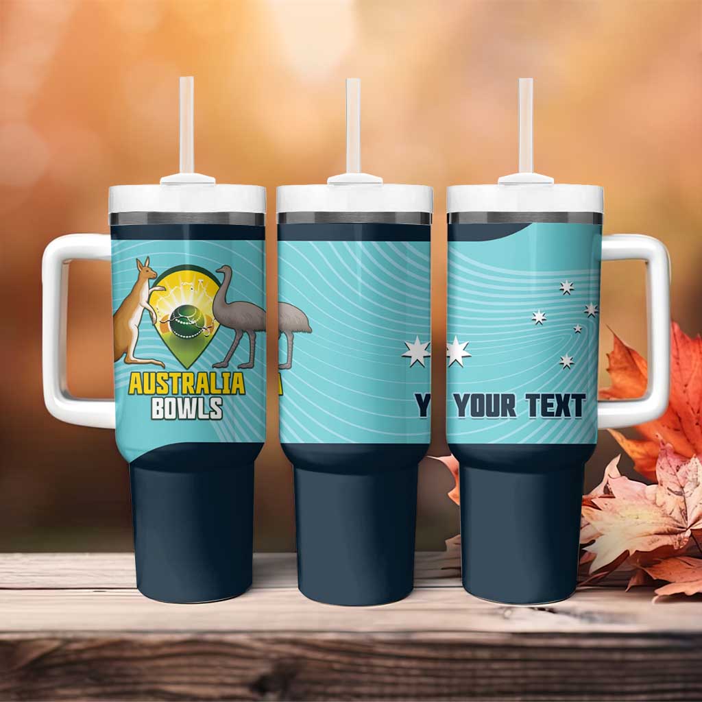 Custom Bowls Australia Tumbler With Handle Teal Color Curve Sporty - Aussie Hoodie
