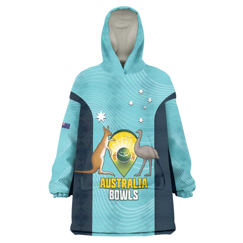 Custom Bowls Australia Wearable Blanket Hoodie Teal Color Curve Sporty - Aussie Hoodie