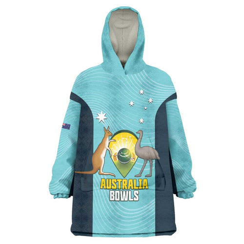 Custom Bowls Australia Wearable Blanket Hoodie Teal Color Curve Sporty - Aussie Hoodie