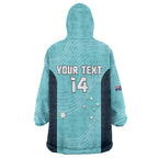 Custom Bowls Australia Wearable Blanket Hoodie Teal Color Curve Sporty - Aussie Hoodie