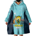 Custom Bowls Australia Wearable Blanket Hoodie Teal Color Curve Sporty - Aussie Hoodie