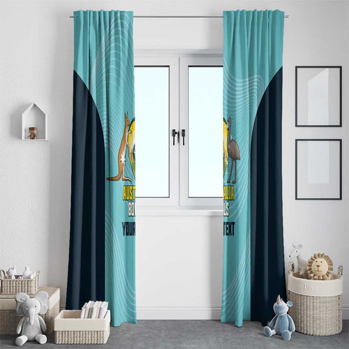 Custom Bowls Australia Window Curtain Teal Color Curve Sporty - Aussie Hoodie