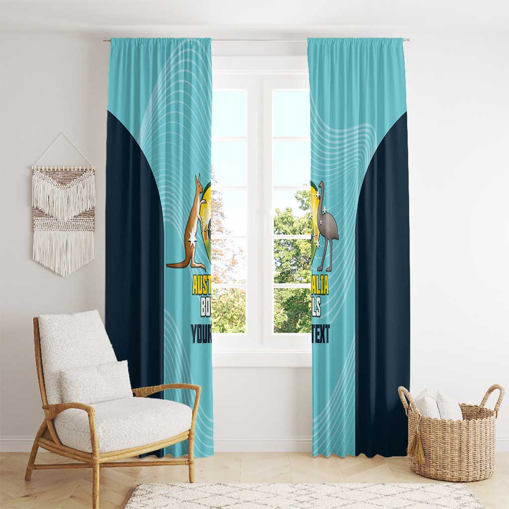 Custom Bowls Australia Window Curtain Teal Color Curve Sporty - Aussie Hoodie