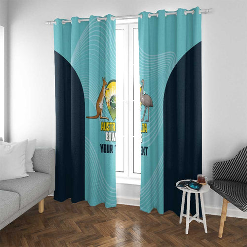 Custom Bowls Australia Window Curtain Teal Color Curve Sporty - Aussie Hoodie