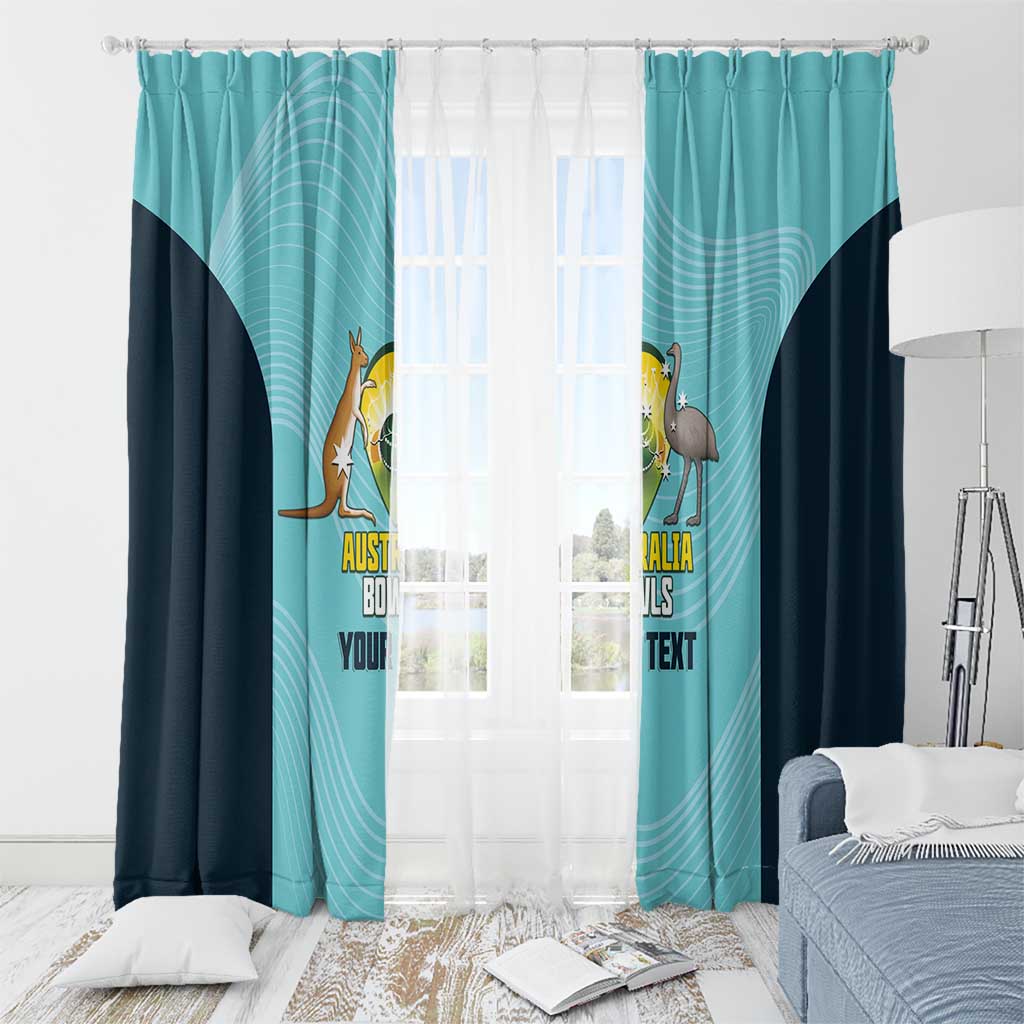 Custom Bowls Australia Window Curtain Teal Color Curve Sporty - Aussie Hoodie