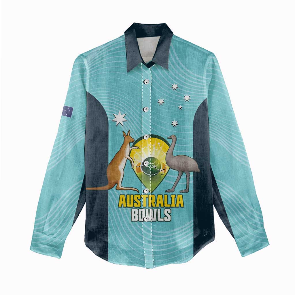 Custom Bowls Australia Women Casual Shirt Teal Color Curve Sporty - Aussie Hoodie