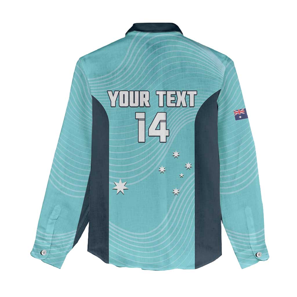Custom Bowls Australia Women Casual Shirt Teal Color Curve Sporty - Aussie Hoodie