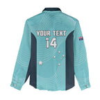 Custom Bowls Australia Women Casual Shirt Teal Color Curve Sporty - Aussie Hoodie