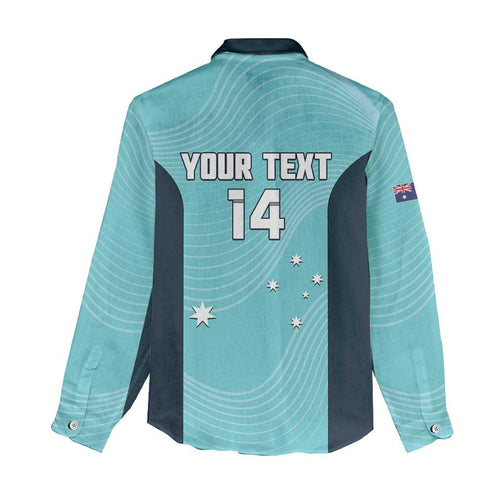 Custom Bowls Australia Women Casual Shirt Teal Color Curve Sporty - Aussie Hoodie
