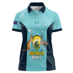 Custom Bowls Australia Women Polo Shirt Teal Color Curve Sporty - Aussie Hoodie