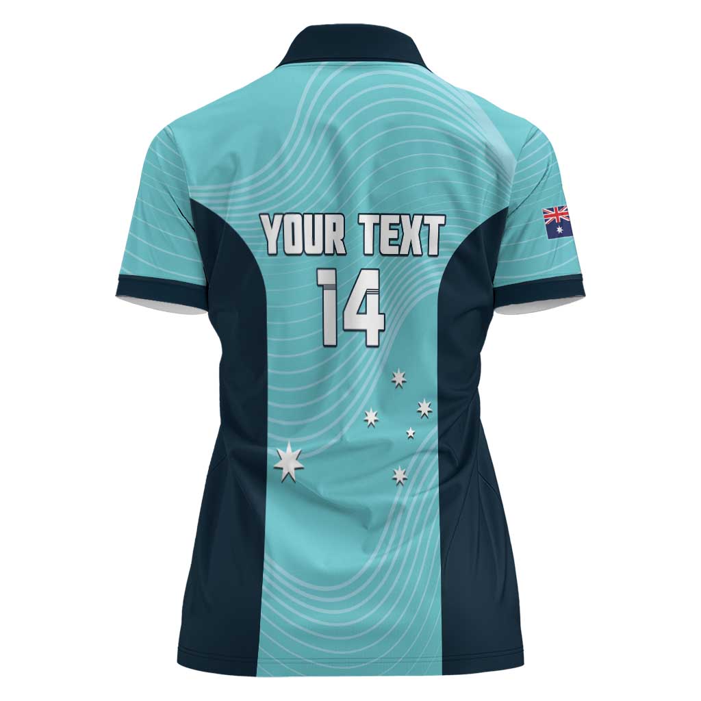 Custom Bowls Australia Women Polo Shirt Teal Color Curve Sporty - Aussie Hoodie