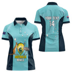 Custom Bowls Australia Women Polo Shirt Teal Color Curve Sporty - Aussie Hoodie