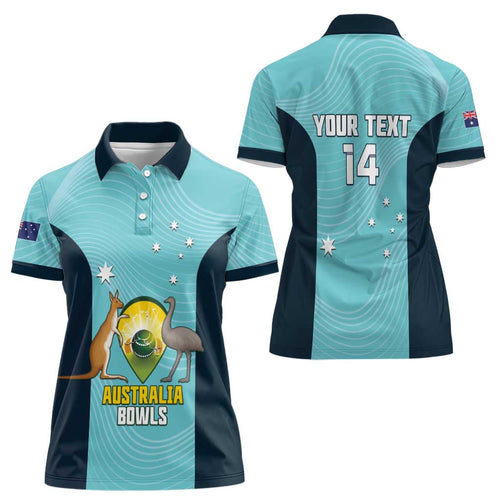Custom Bowls Australia Women Polo Shirt Teal Color Curve Sporty - Aussie Hoodie