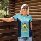 Custom Bowls Australia Women Polo Shirt Teal Color Curve Sporty - Aussie Hoodie