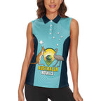 Custom Bowls Australia Women Sleeveless Polo Shirt Teal Color Curve Sporty - Aussie Hoodie