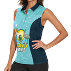 Custom Bowls Australia Women Sleeveless Polo Shirt Teal Color Curve Sporty - Aussie Hoodie