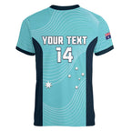 Custom Bowls Australia Women V-Neck T-Shirt Teal Color Curve Sporty - Aussie Hoodie