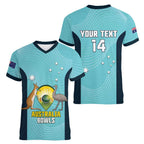 Custom Bowls Australia Women V-Neck T-Shirt Teal Color Curve Sporty - Aussie Hoodie