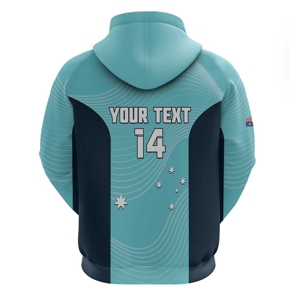 Custom Bowls Australia Zip Hoodie Teal Color Curve Sporty - Aussie Hoodie