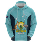 Custom Bowls Australia Zip Hoodie Teal Color Curve Sporty - Aussie Hoodie