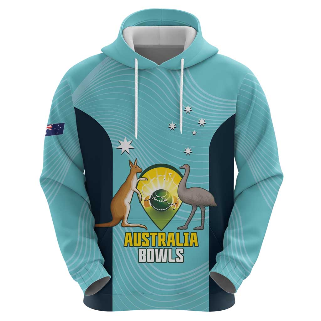Custom Bowls Australia Zip Hoodie Teal Color Curve Sporty - Aussie Hoodie