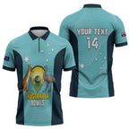 Custom Bowls Australia Zipper Polo Shirt Teal Color Curve Sporty - Aussie Hoodie