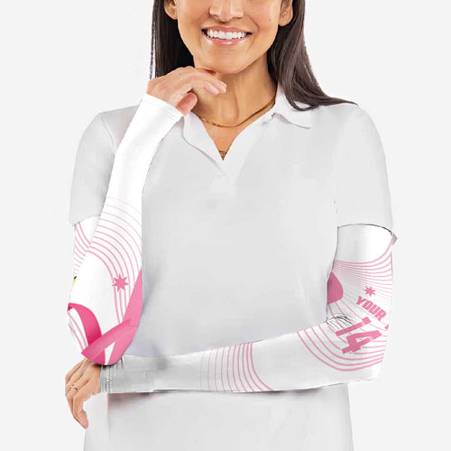 Custom Bowls Australia Breast Cancer Arm Sleeves Pink Ribbon Curve Sporty - Aussie Hoodie