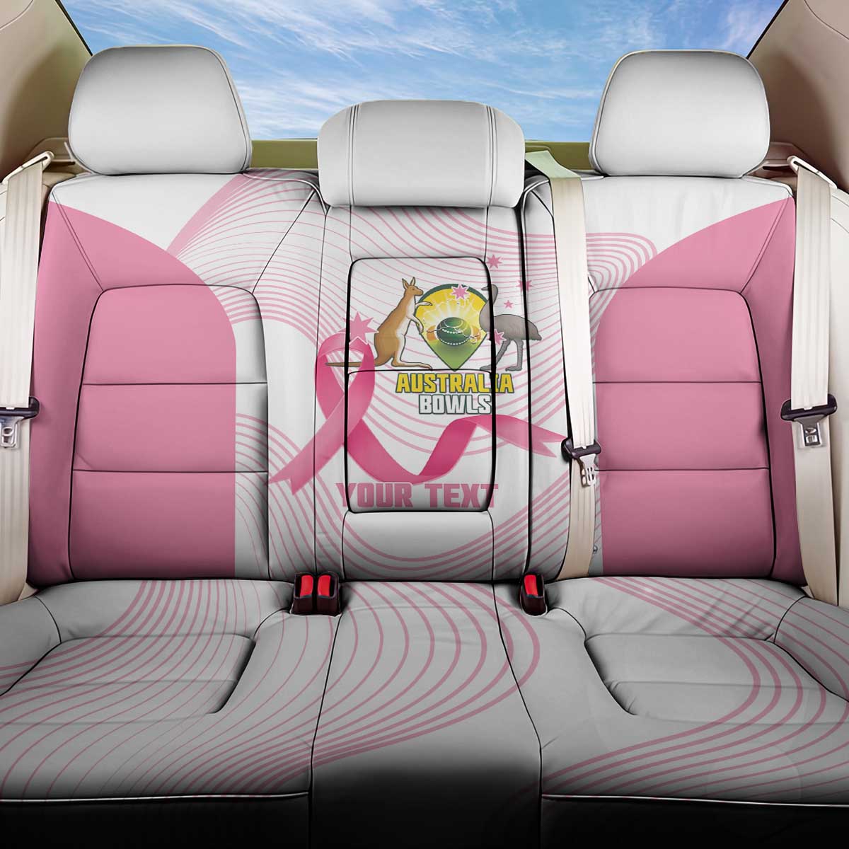 Custom Bowls Australia Breast Cancer Back Car Seat Cover Pink Ribbon Curve Sporty - Aussie Hoodie