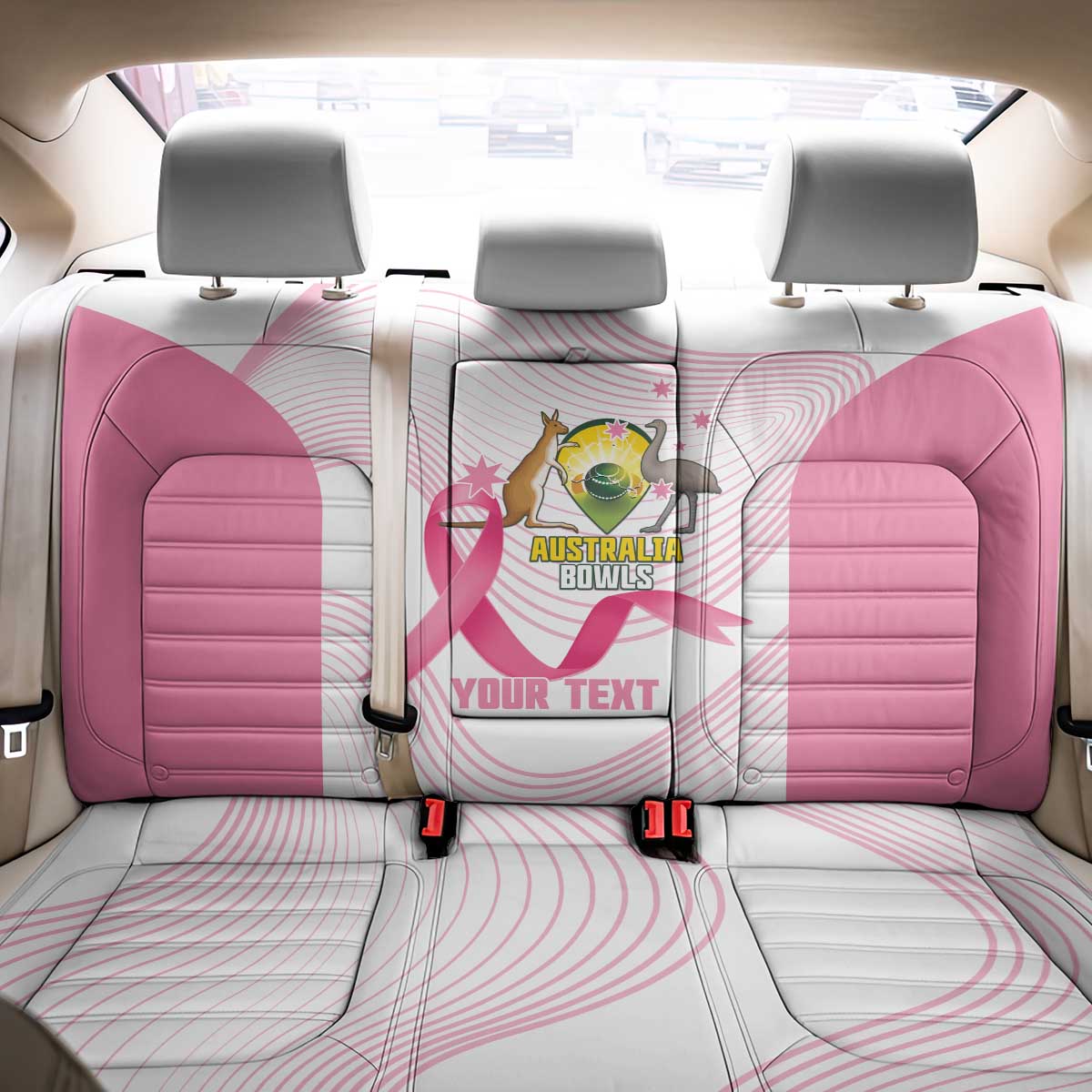 Custom Bowls Australia Breast Cancer Back Car Seat Cover Pink Ribbon Curve Sporty - Aussie Hoodie
