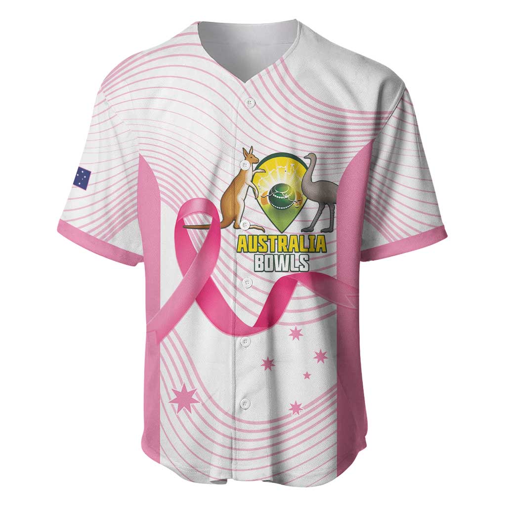Custom Bowls Australia Breast Cancer Baseball Jersey Pink Ribbon Curve Sporty - Aussie Hoodie