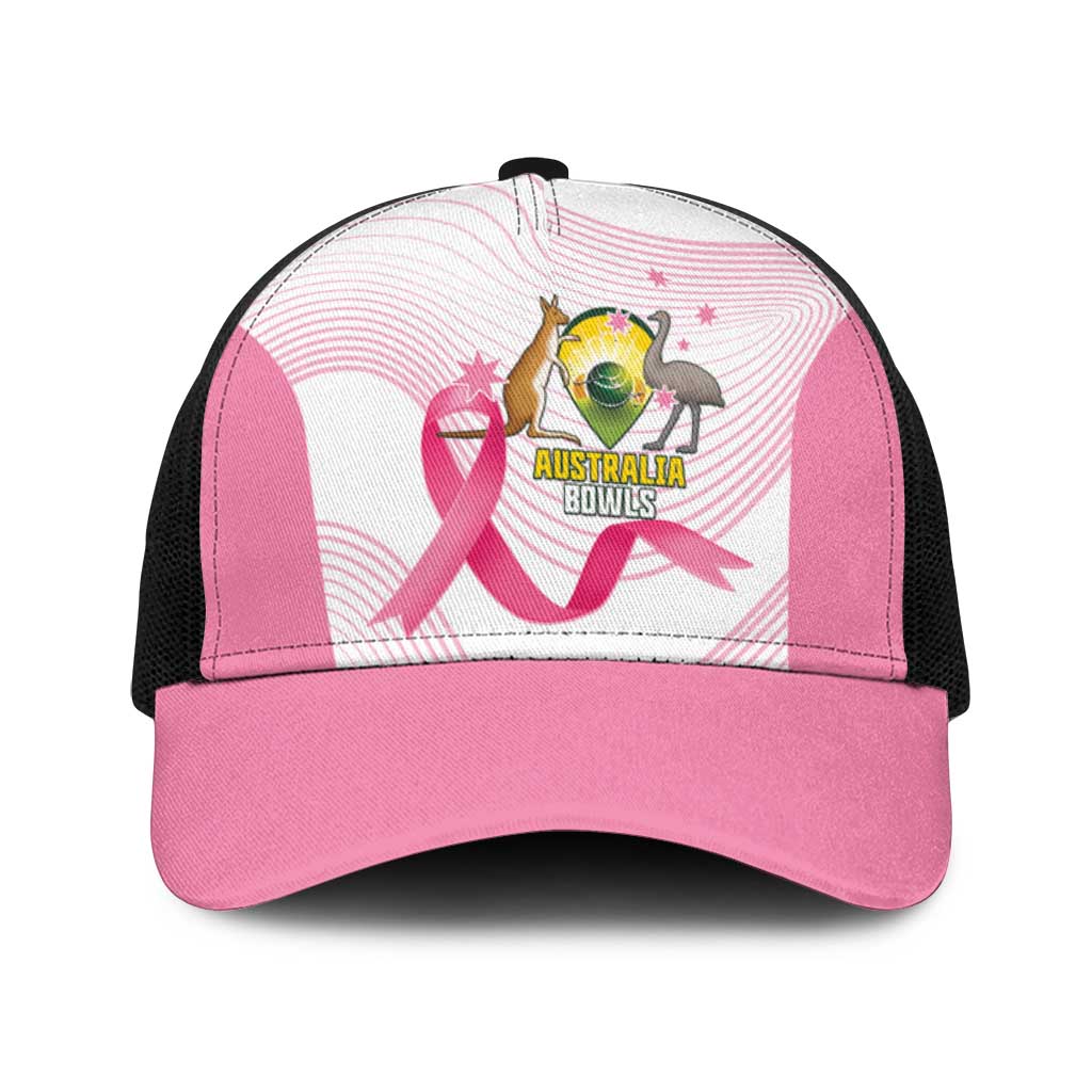 Bowls Australia Breast Cancer Baseball Net Cap Pink Ribbon Curve Sporty - Aussie Hoodie
