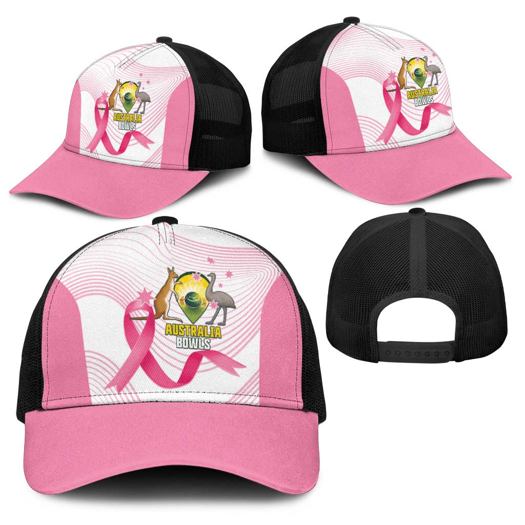 Bowls Australia Breast Cancer Baseball Net Cap Pink Ribbon Curve Sporty - Aussie Hoodie