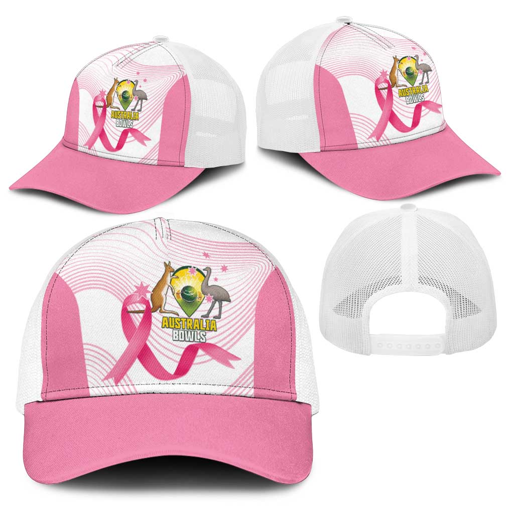 Bowls Australia Breast Cancer Baseball Net Cap Pink Ribbon Curve Sporty - Aussie Hoodie